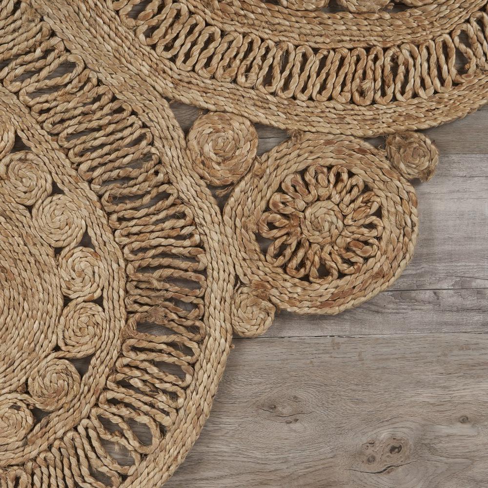 Floral Doily Natural Jute Area Rug Natural. Picture 6
