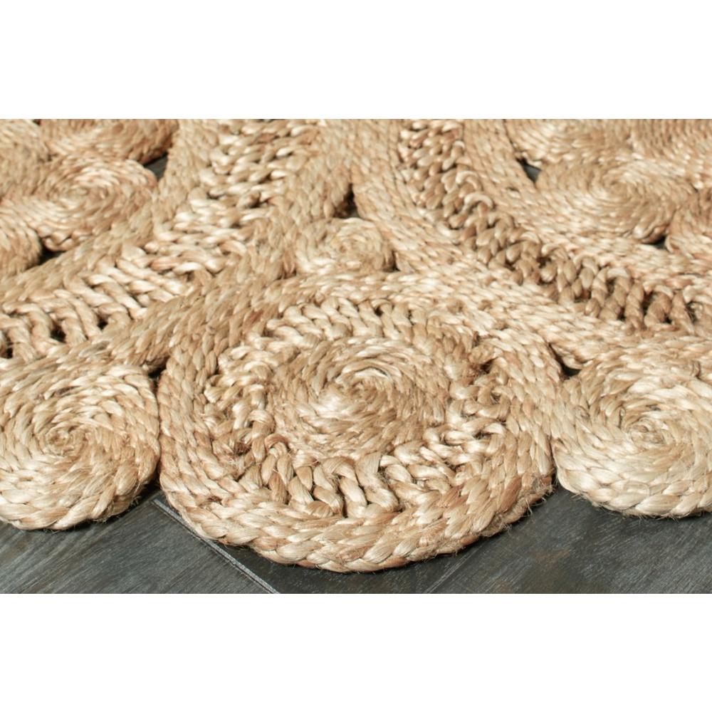 6’ Tan Floral Rings Jute Area Rug Natural. Picture 3