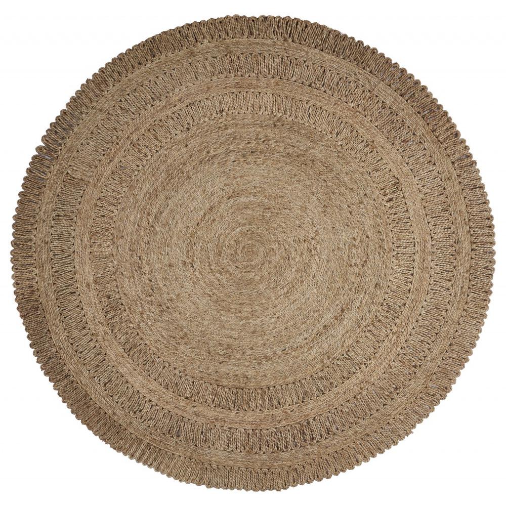 Gray Toned Braided Natural Jute Area Rug-Gray. Picture 1