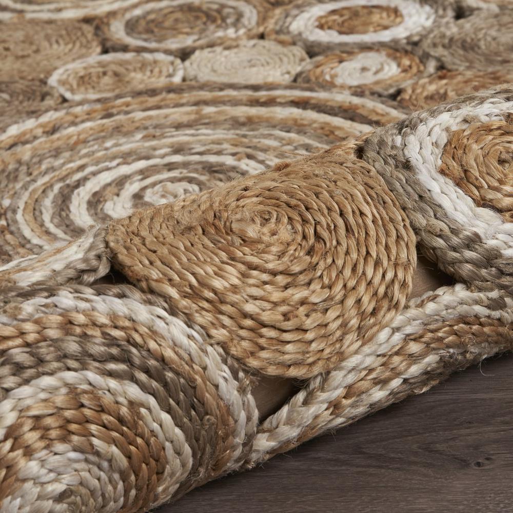Multi-toned Intricate Circle Natural Jute Area Rug-Natural. Picture 5