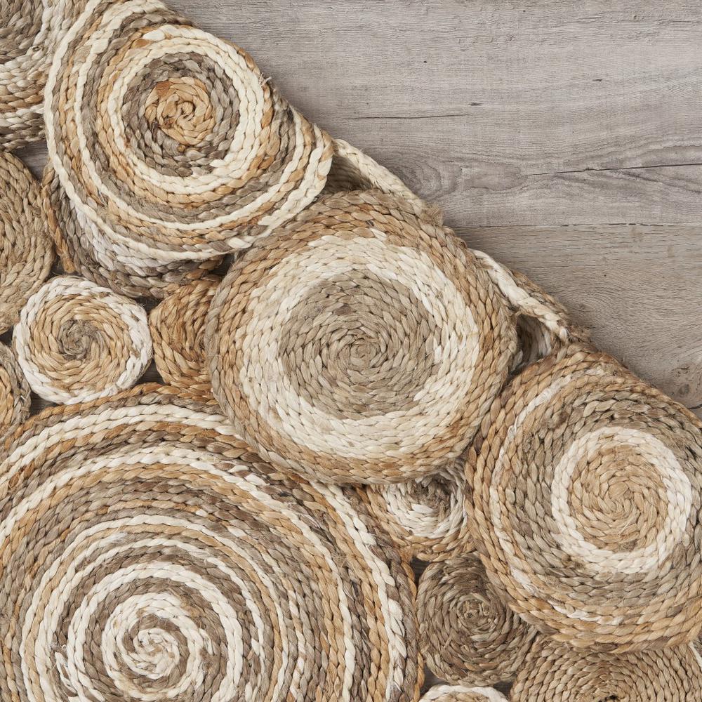 Multi-toned Intricate Circle Natural Jute Area-Rug Natural. Picture 4