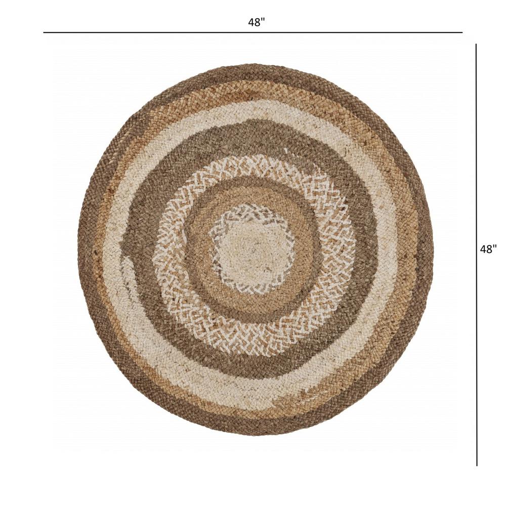 Multicolored Concentric Boutique Jute Rug-Bleach/Natural. Picture 8