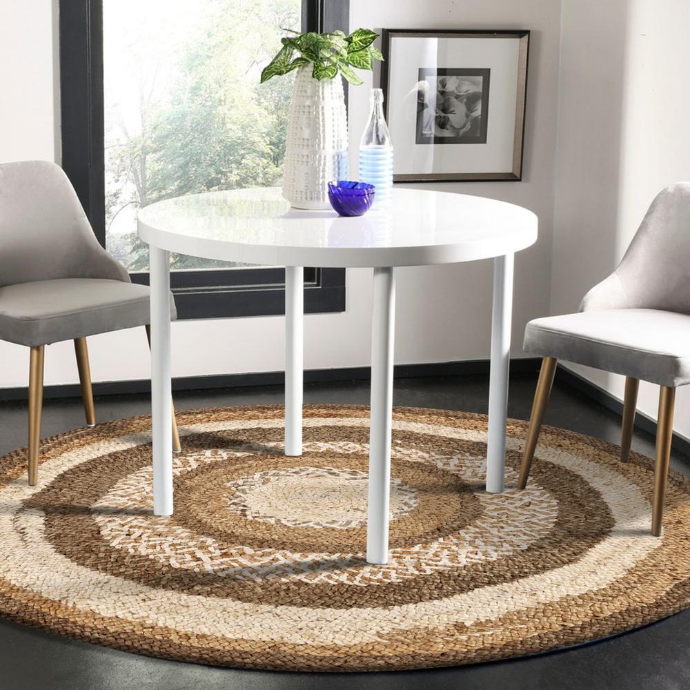 Multicolored Concentric Boutique Jute Rug Bleach-Natural. Picture 7