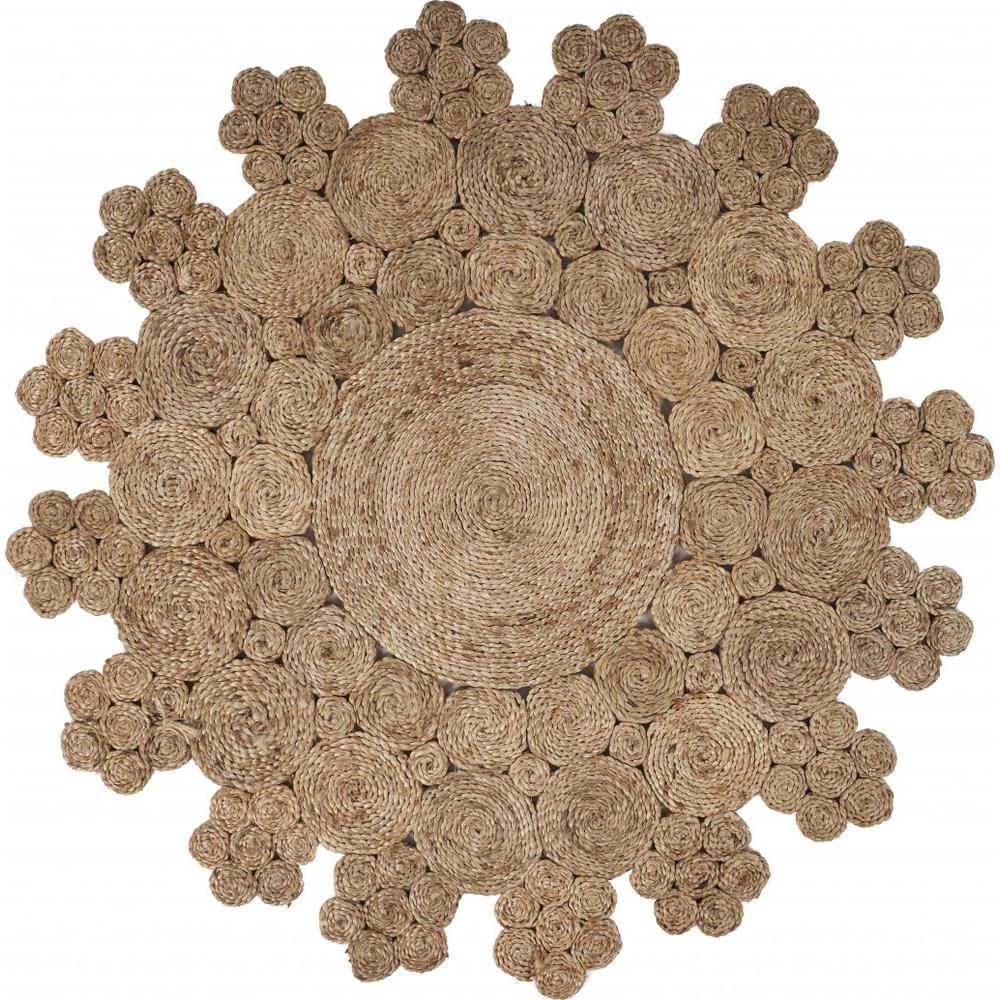 Dazzling Concentric Natural Boutique Jute Rug-Natural. Picture 1