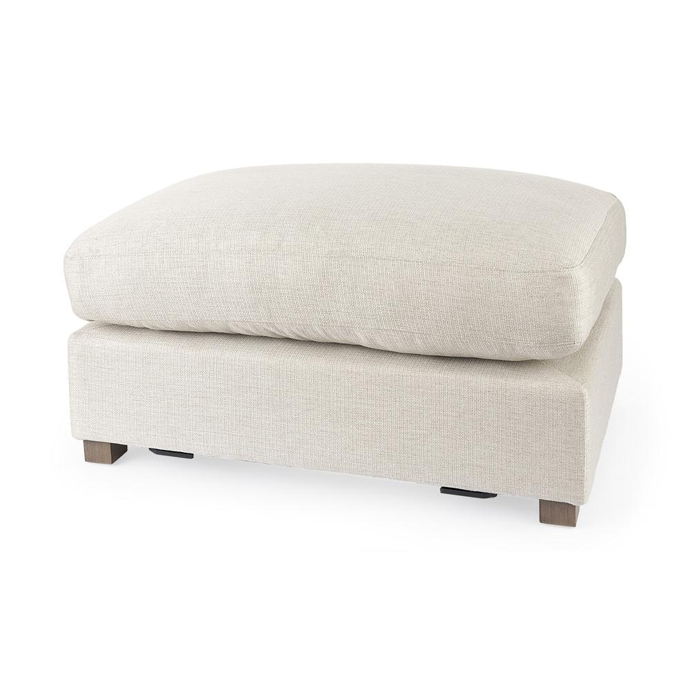 Beige Fabric Covered Half Ottoman Beige. Picture 1