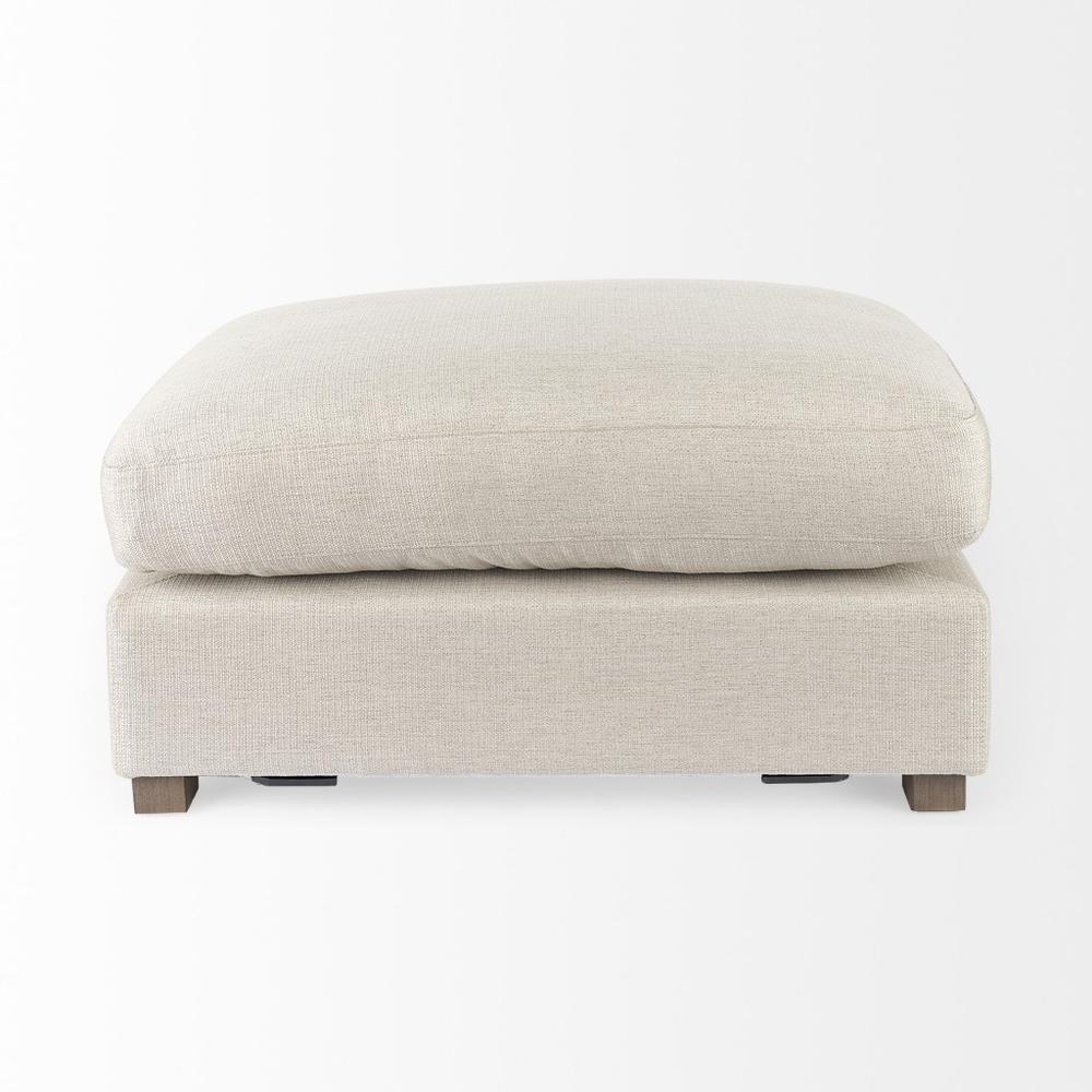 Beige Fabric Covered Half Ottoman Beige. Picture 2