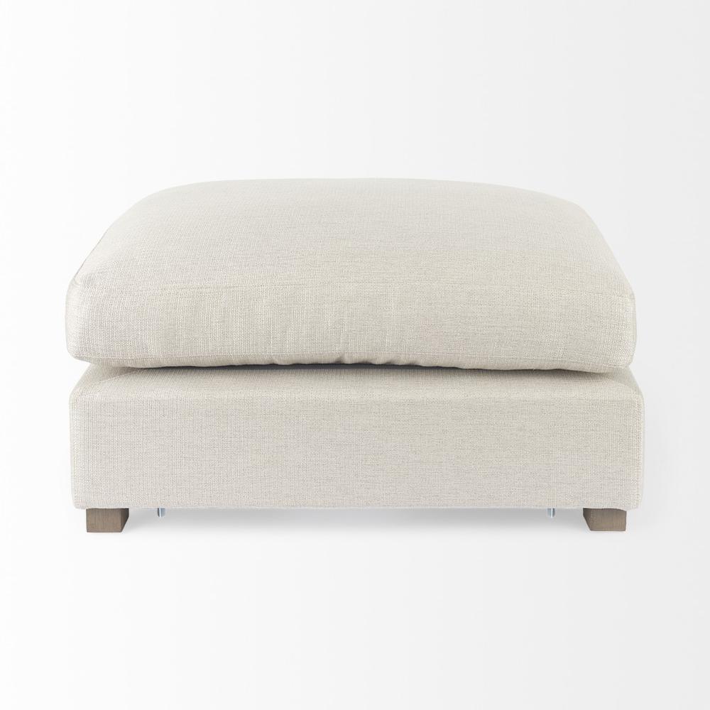 Beige Fabric Covered Half Ottoman Beige. Picture 4
