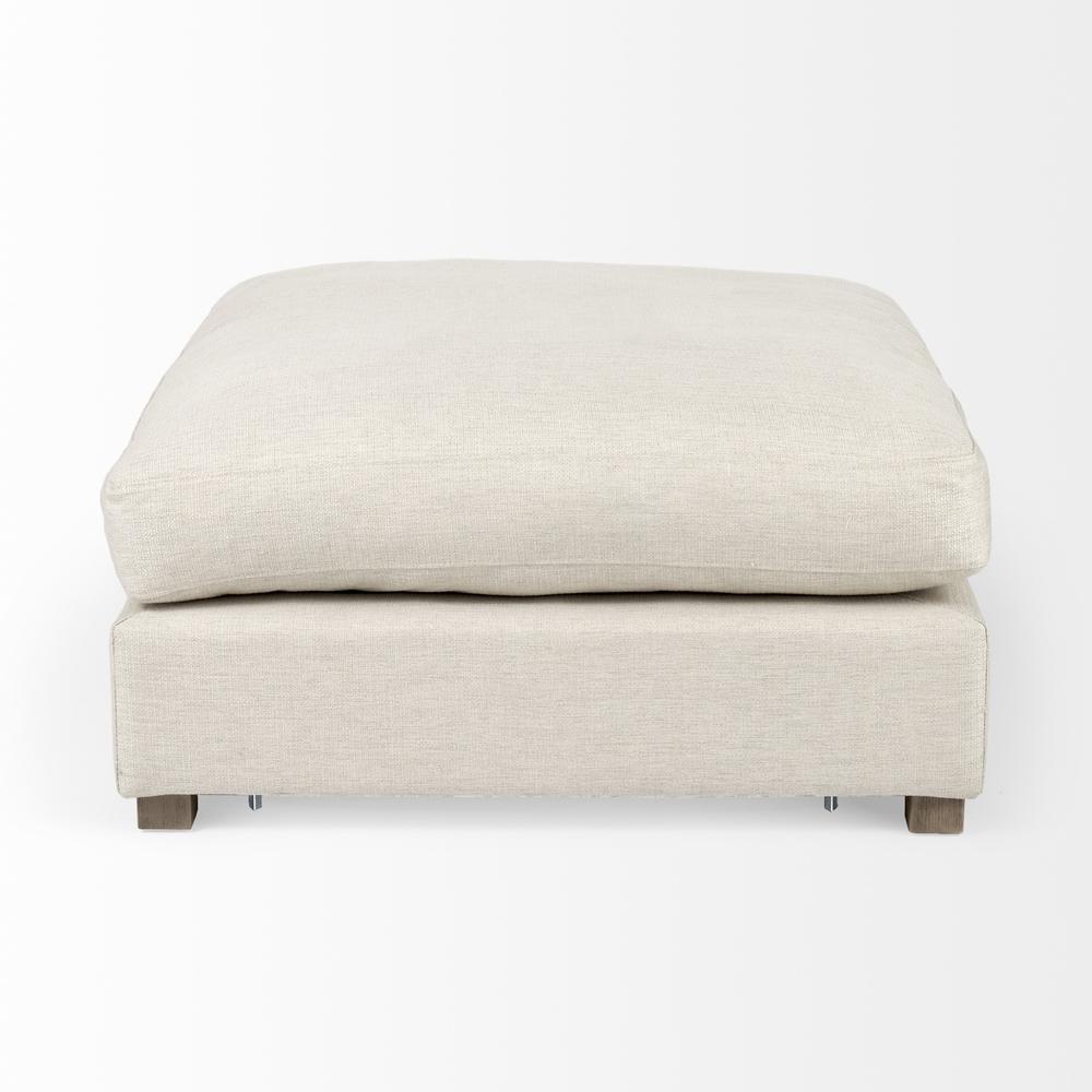 Beige Fabric Covered Full Size Ottoman. Picture 2