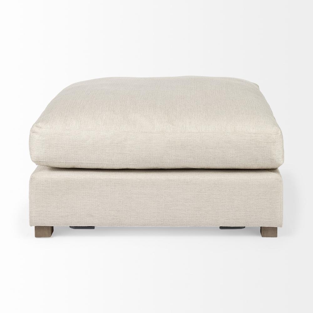 Beige Fabric Covered Full Size Ottoman. Picture 4