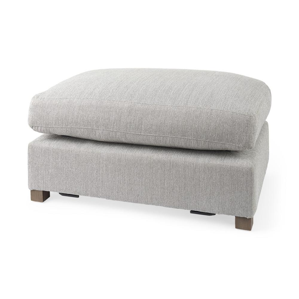 Light Gray Fabric Covered Half Ottoman. Picture 1