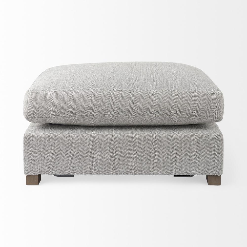 Light Gray Fabric Covered Half Ottoman. Picture 2