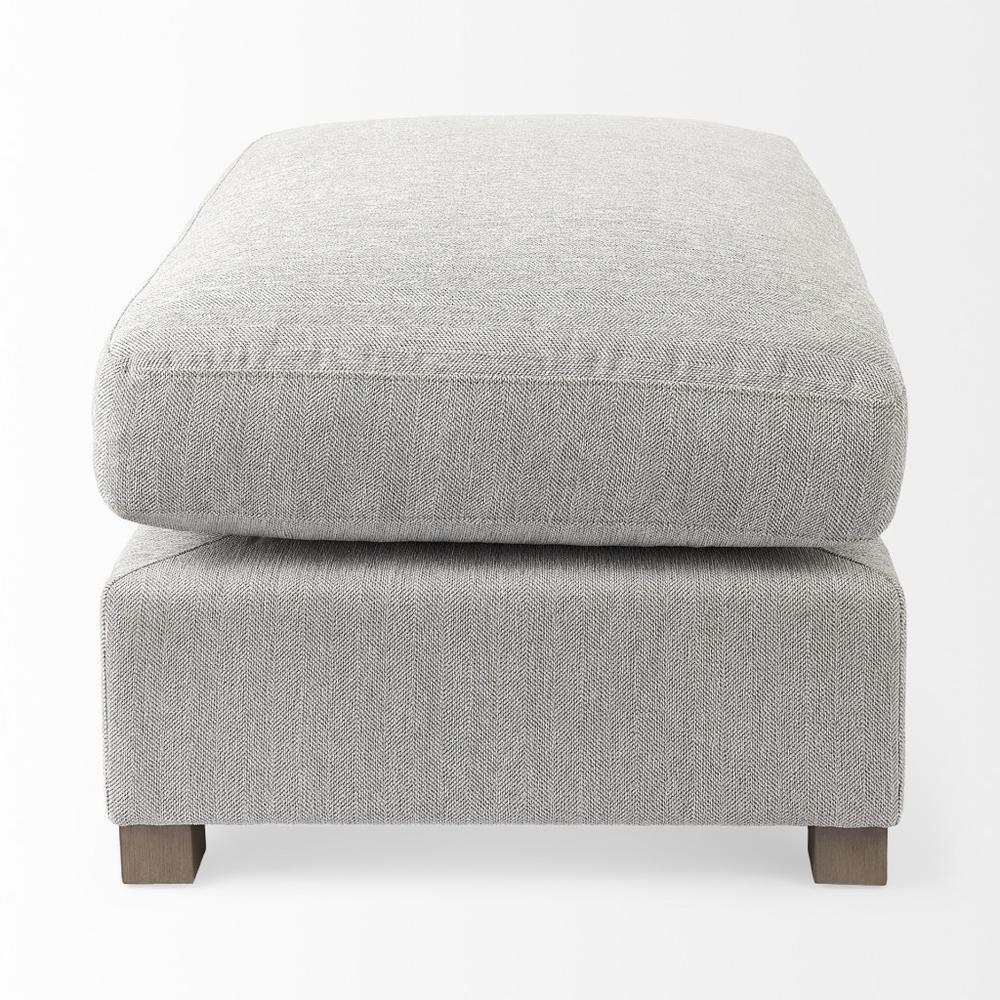 Light Gray Fabric Covered Half Ottoman. Picture 3