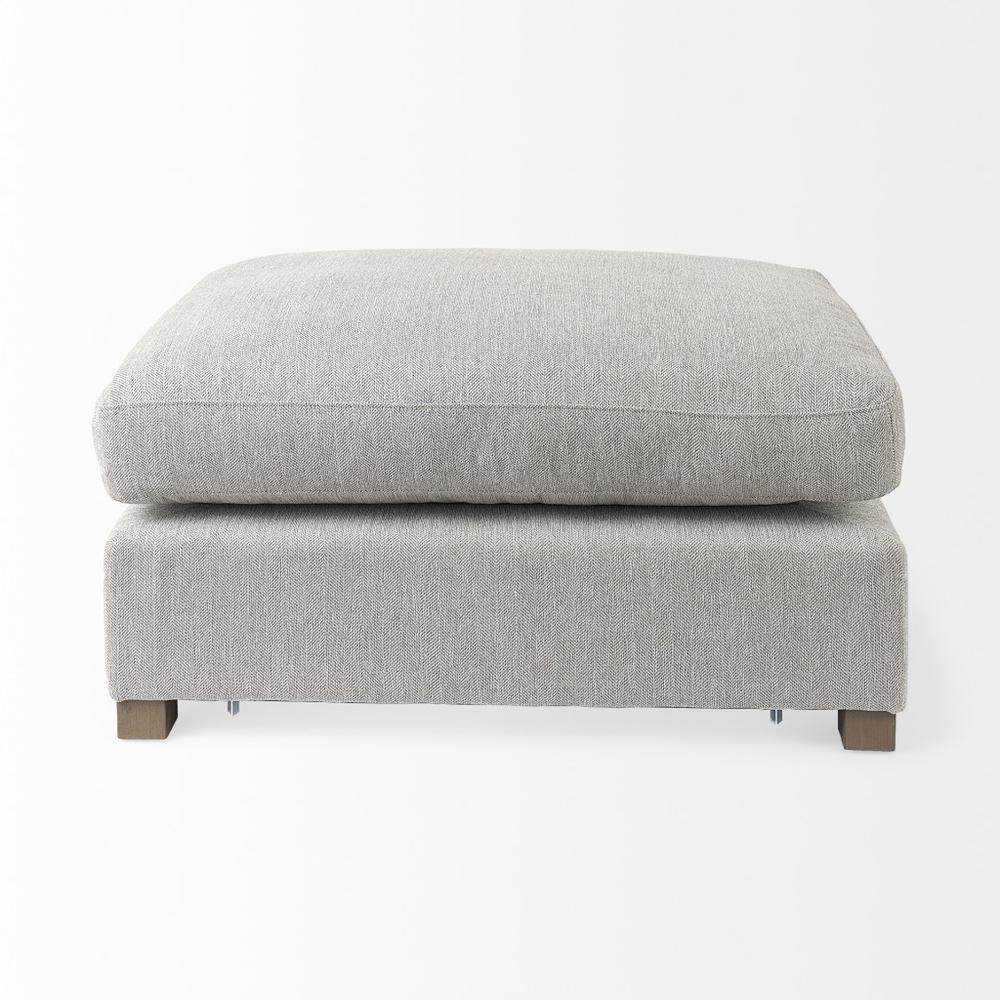 Light Gray Fabric Covered Half Ottoman. Picture 4