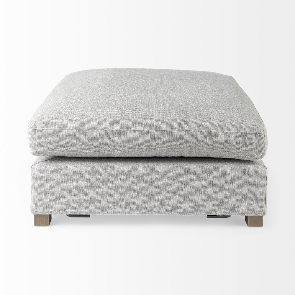 Light Gray Fabric Covered Full Size Ottoman. Picture 2