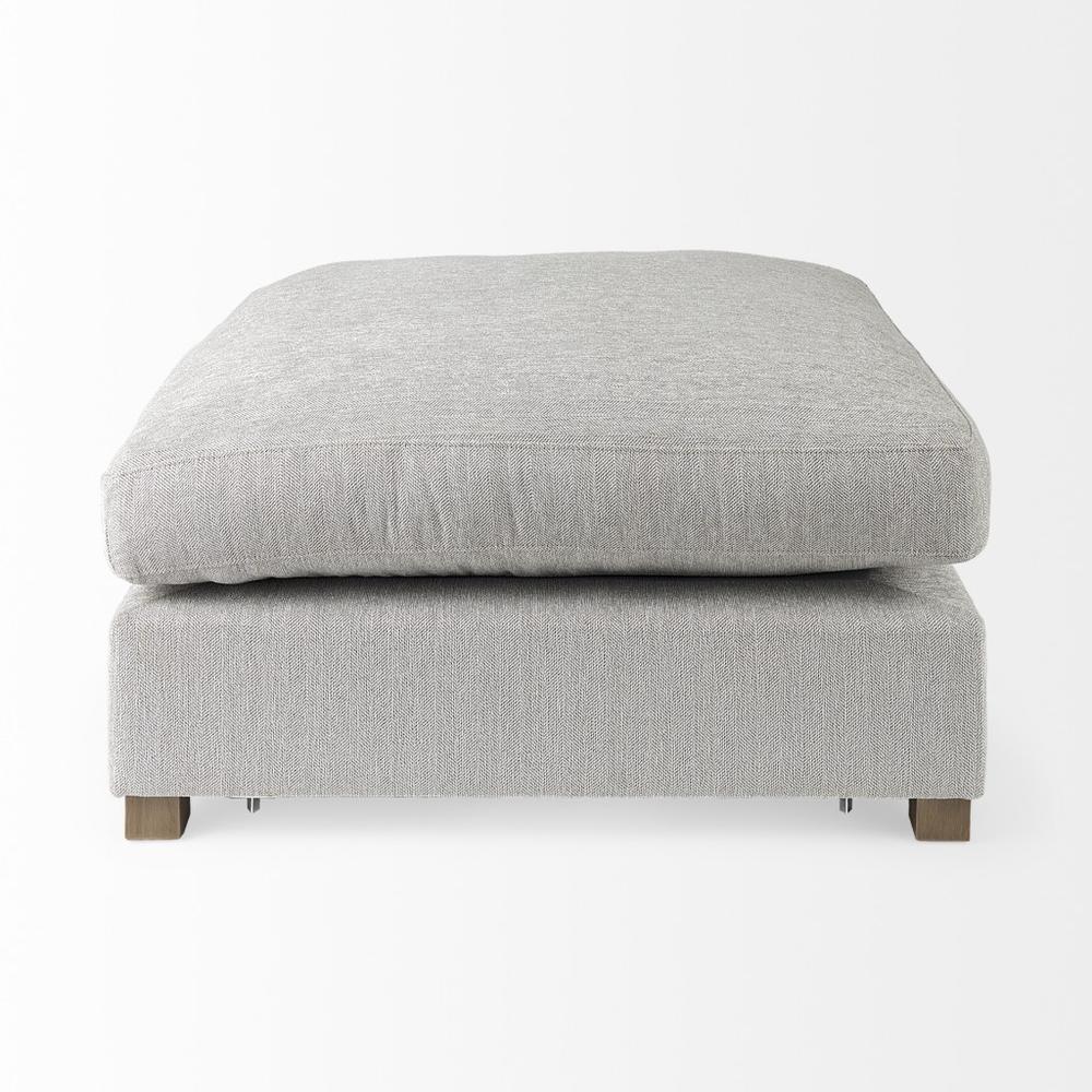 Light Gray Fabric Covered Full Size Ottoman. Picture 4