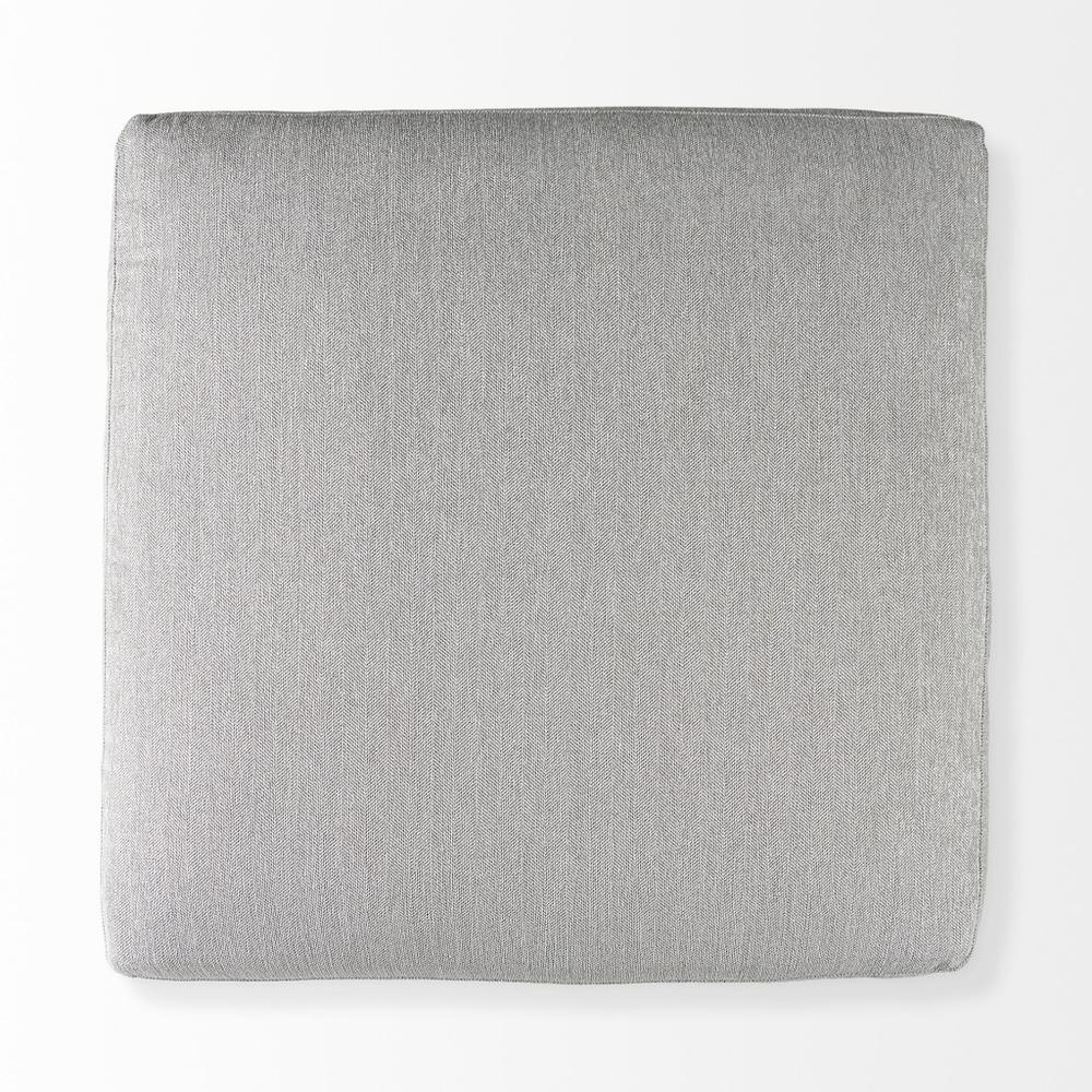 Light Gray Fabric Covered Full Size Ottoman. Picture 5