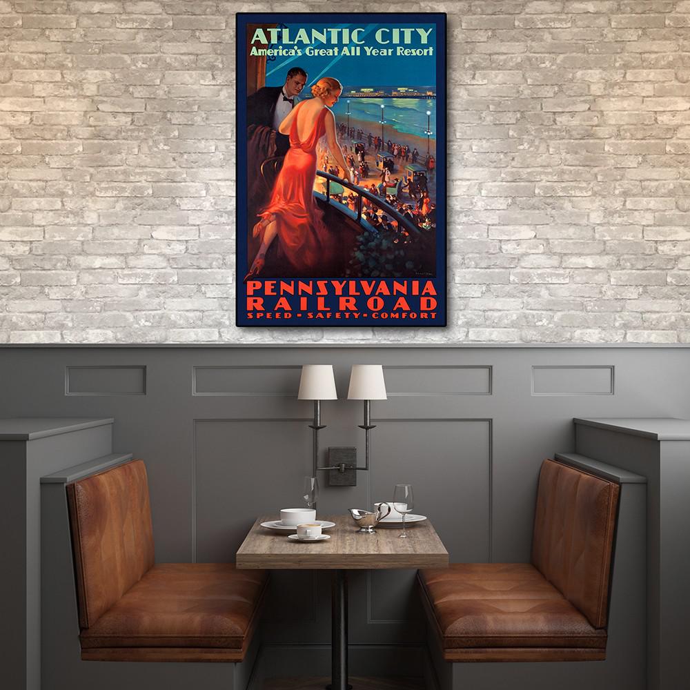 24" x 36" Vintage 1935 Atlantic City Travel Poster Wall Art Multi. Picture 3