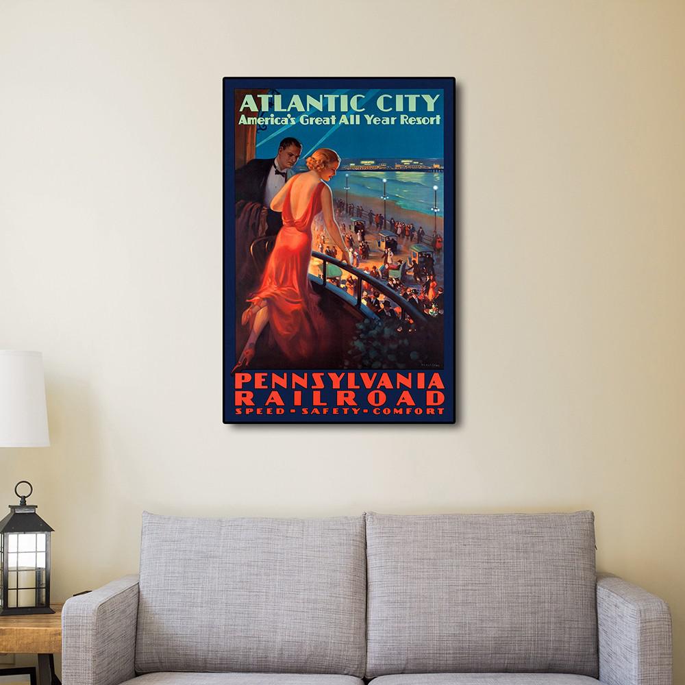 24" x 36" Vintage 1935 Atlantic City Travel Poster Wall Art Multi. Picture 4