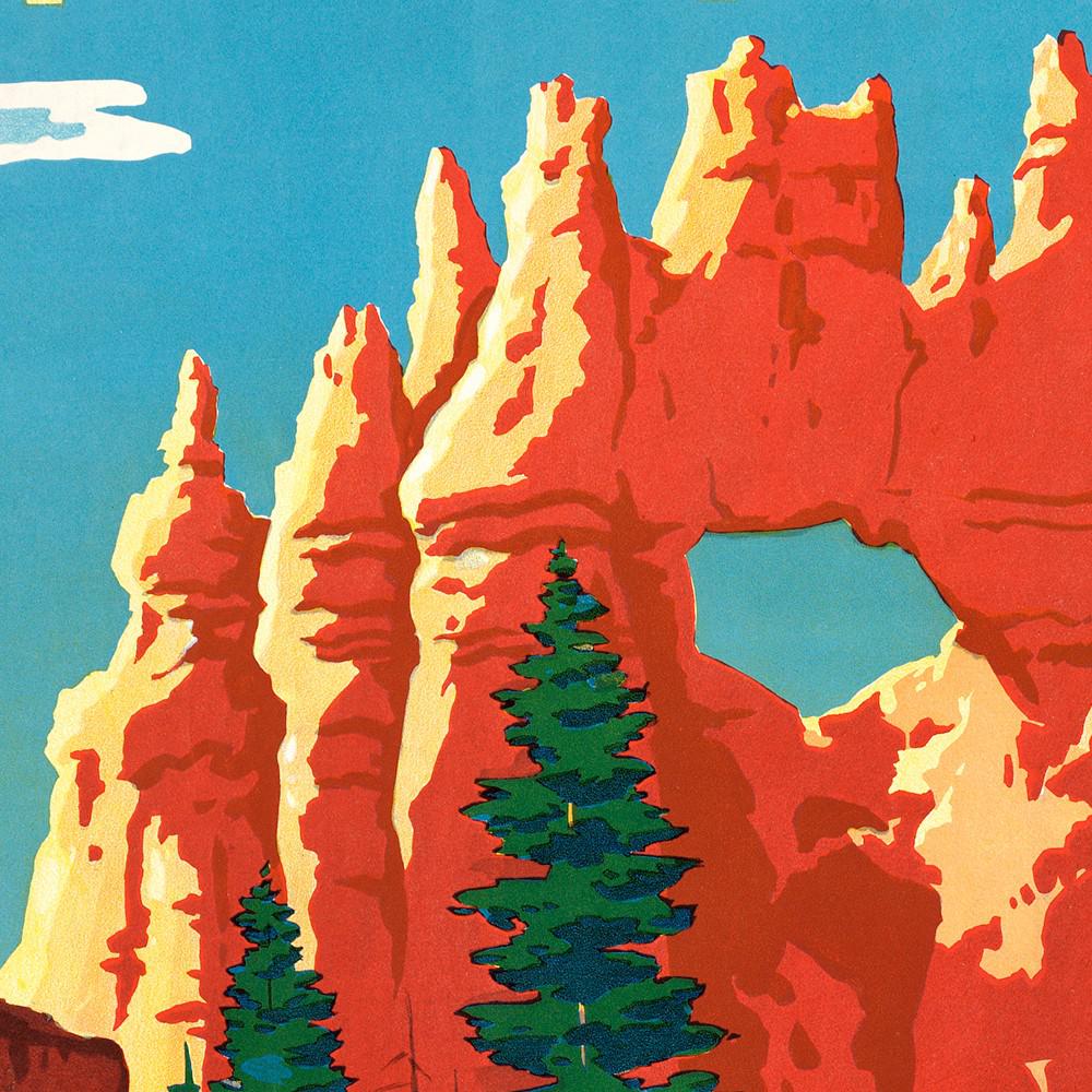 36" x 54" Vintage 1950s Bryce Canyon National Park Wall Art Multi. Picture 2