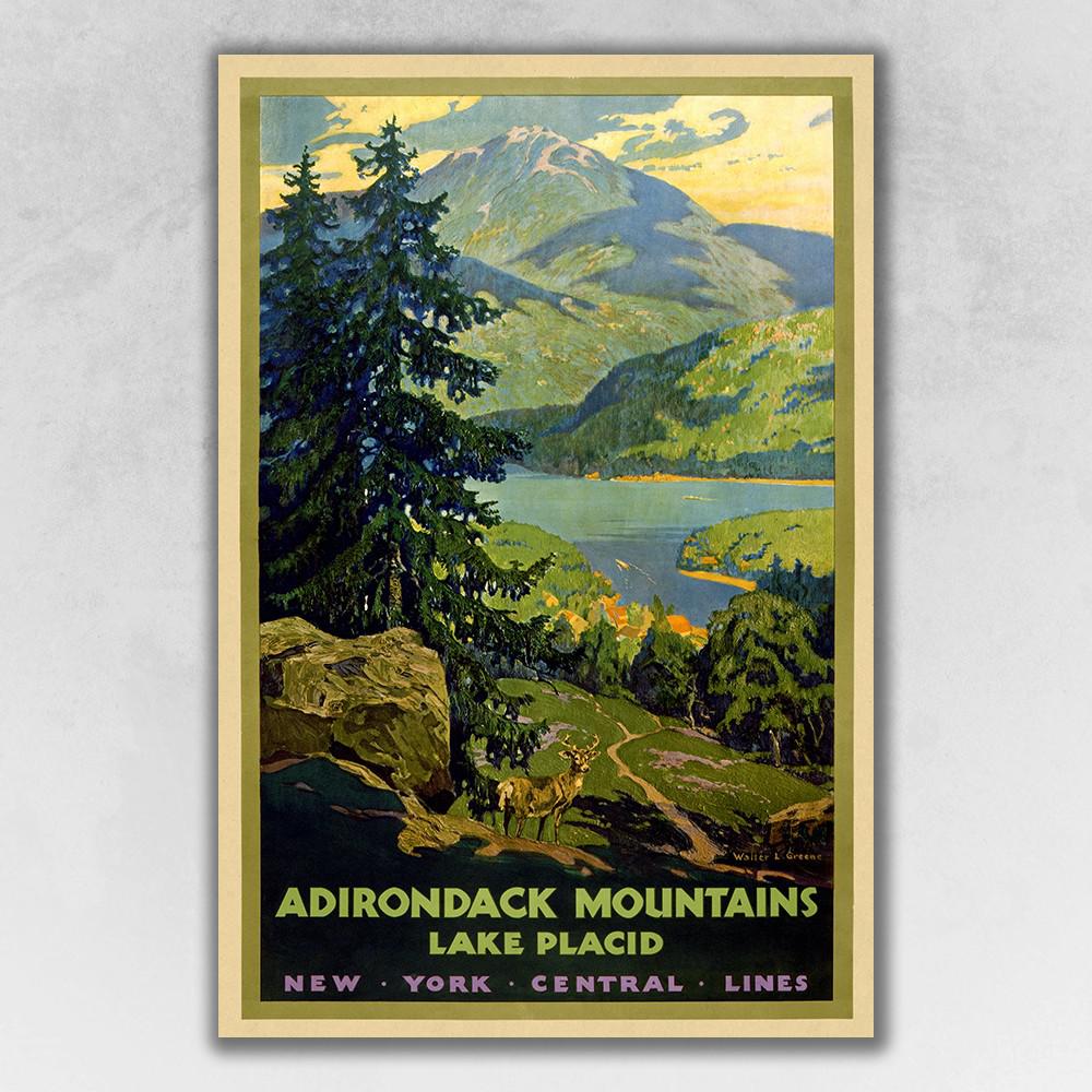 24" x 36" Vintage 1920s Adirondack Mountains Wall Art Multi. Picture 1