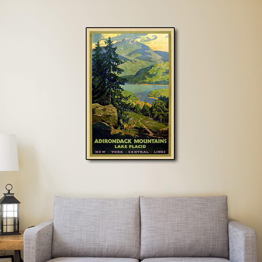 16" x 24" Vintage 1920s Adirondack Mountains Wall Art Multi. Picture 4