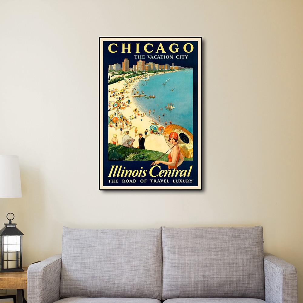 24" x 36" Vintage 1929 Chicago Vacation Travel Poster Wall Art Multi. Picture 4