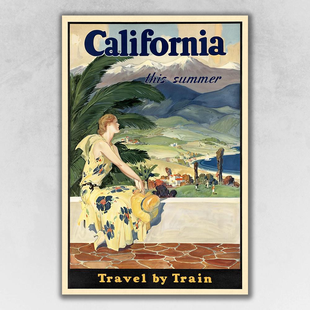 36" x 54" Vintage 1934 California Travel Poster Wall Art Multi. The main picture.
