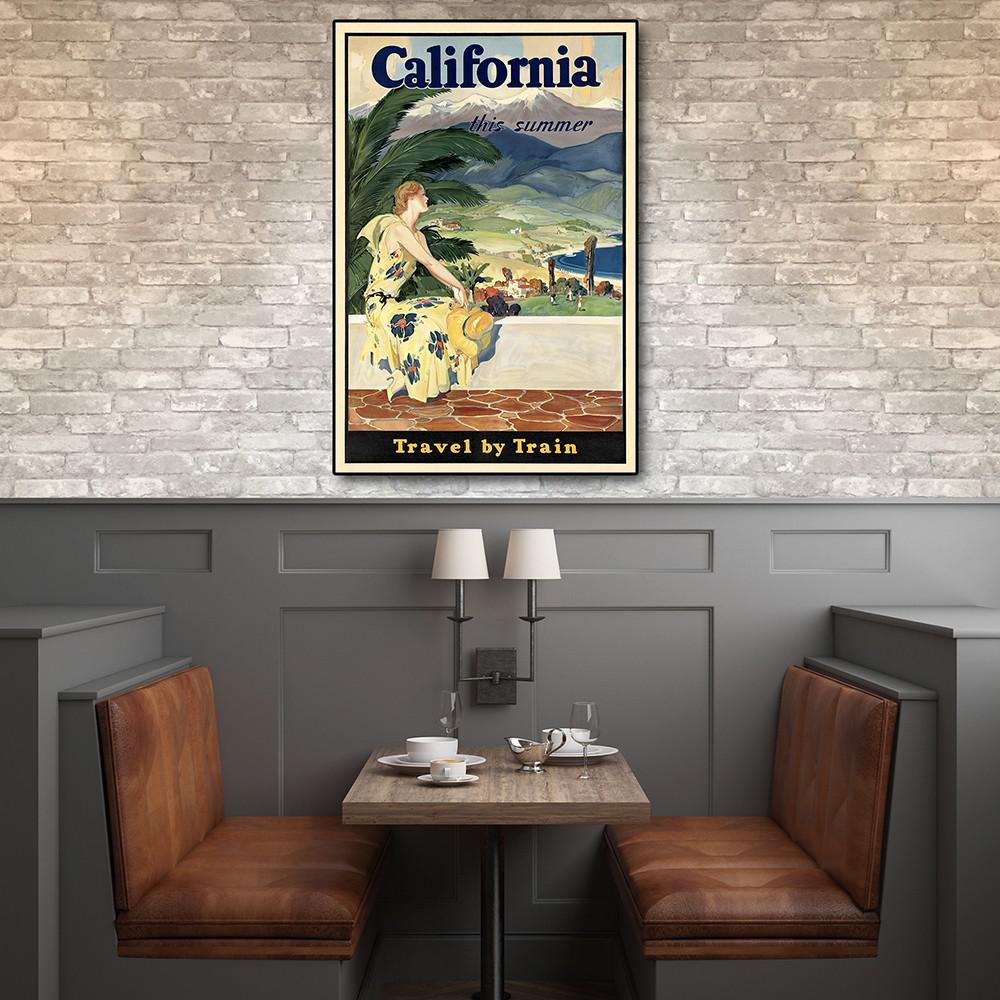 36" x 54" Vintage 1934 California Travel Poster Wall Art Multi. Picture 3