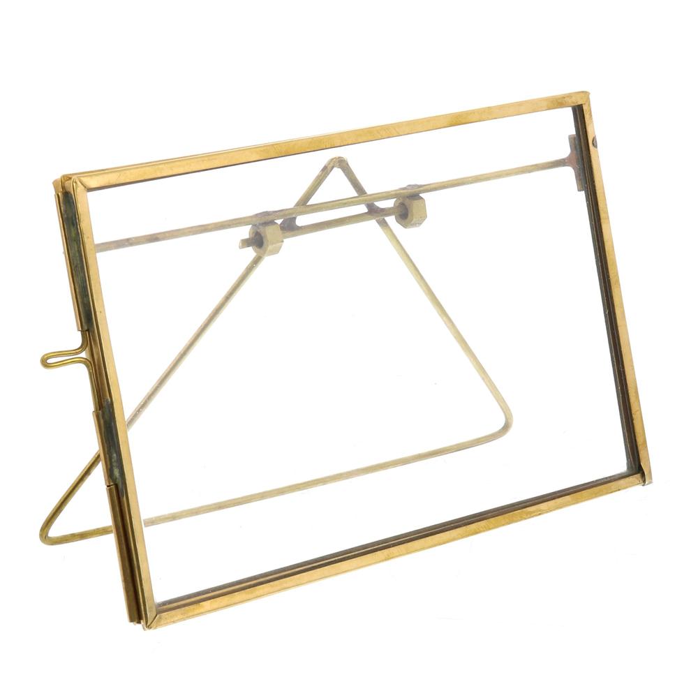 4x6 Gold Metal Horizontal Glass Frame Brass. Picture 1