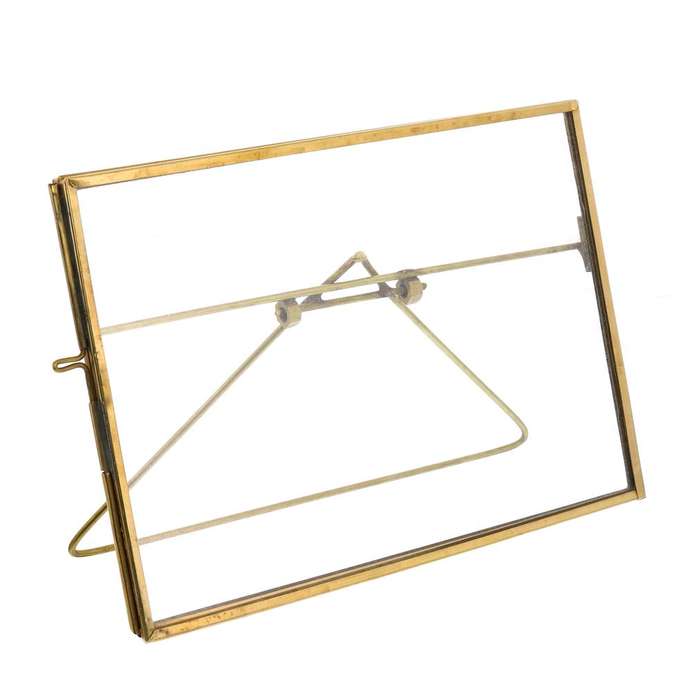 5x7 Jumbo Gold Metal Horizontal Glass Frame Brass. Picture 1