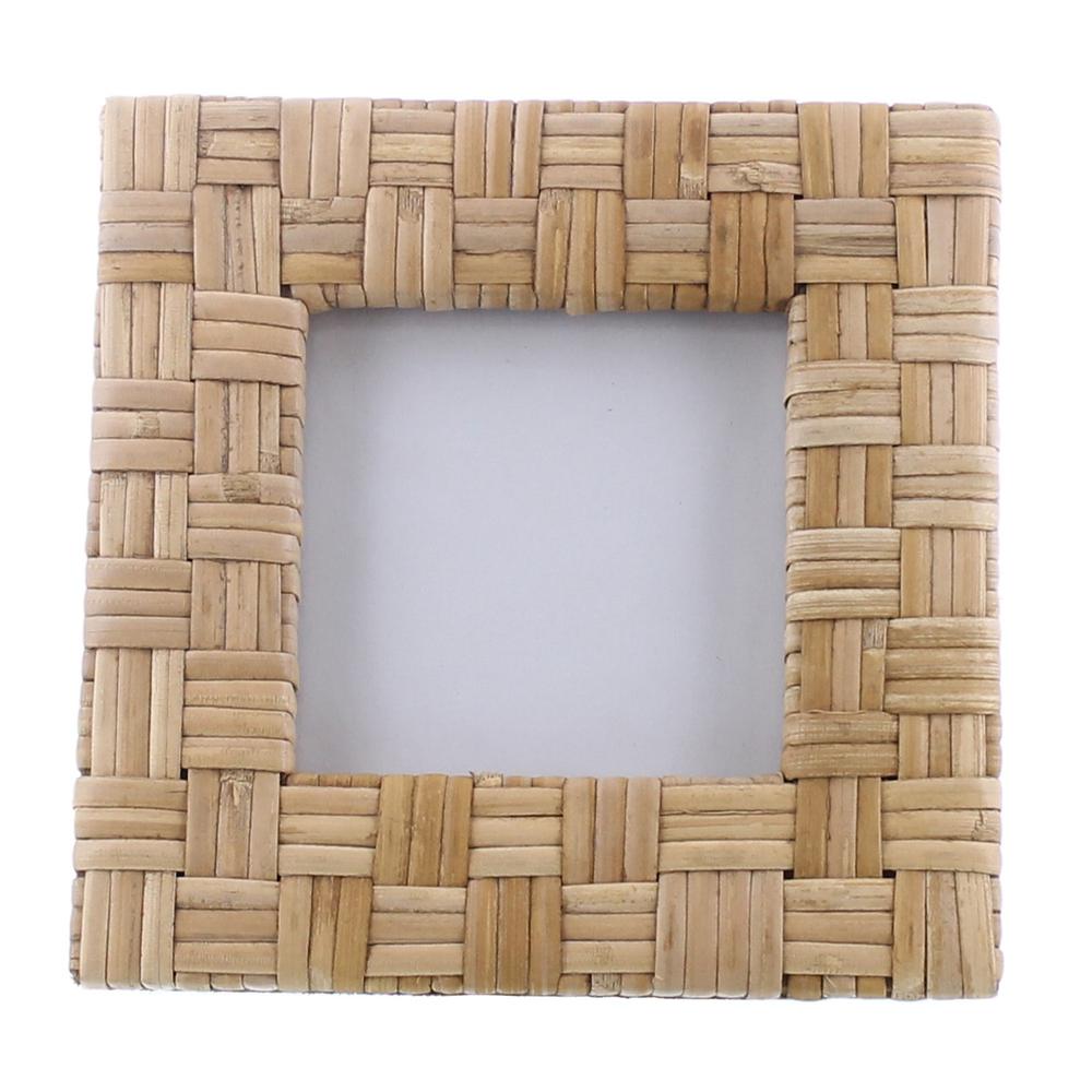 4x4 Woven Bamboo Square Frame Natural. Picture 1