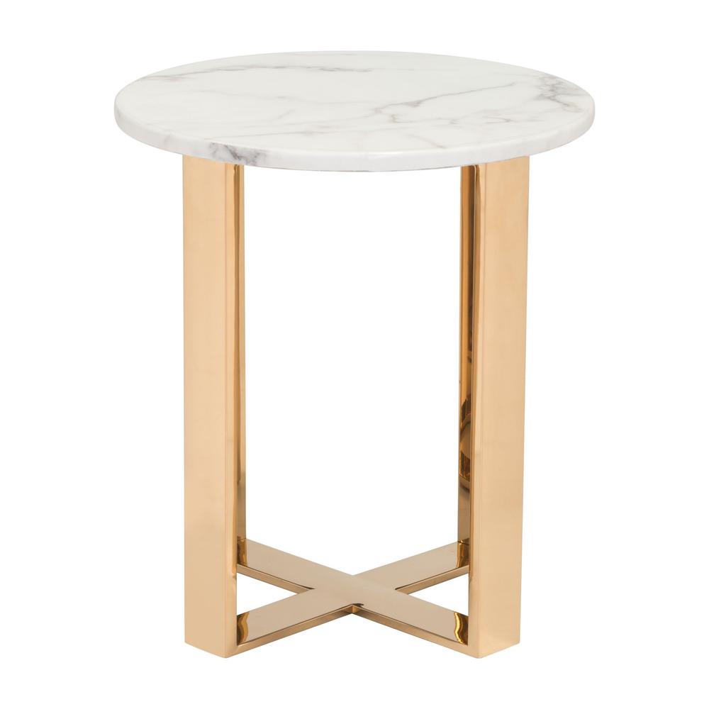 Atlas End Table White & Gold White & Gold. Picture 3