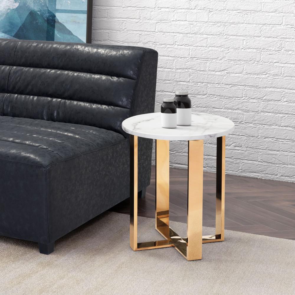Atlas End Table White & Gold White & Gold. Picture 6