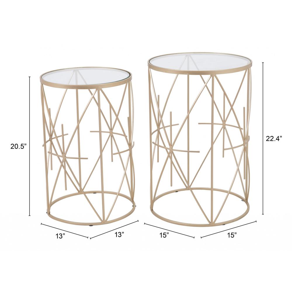 Set of Two Geometric Gold and Glass Side Tables. Picture 9