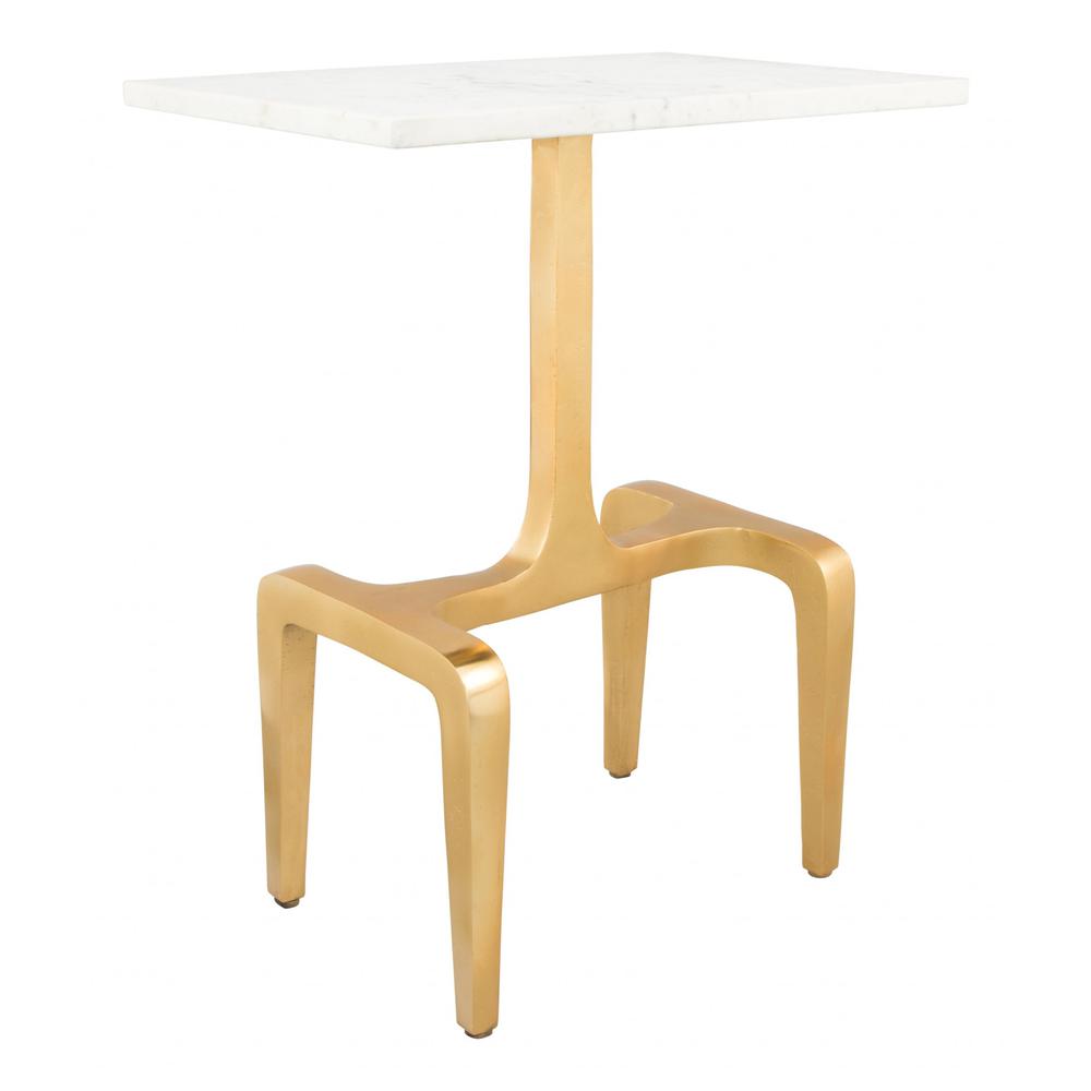 Clement Marble Side Table White & Gold White & Gold. Picture 1
