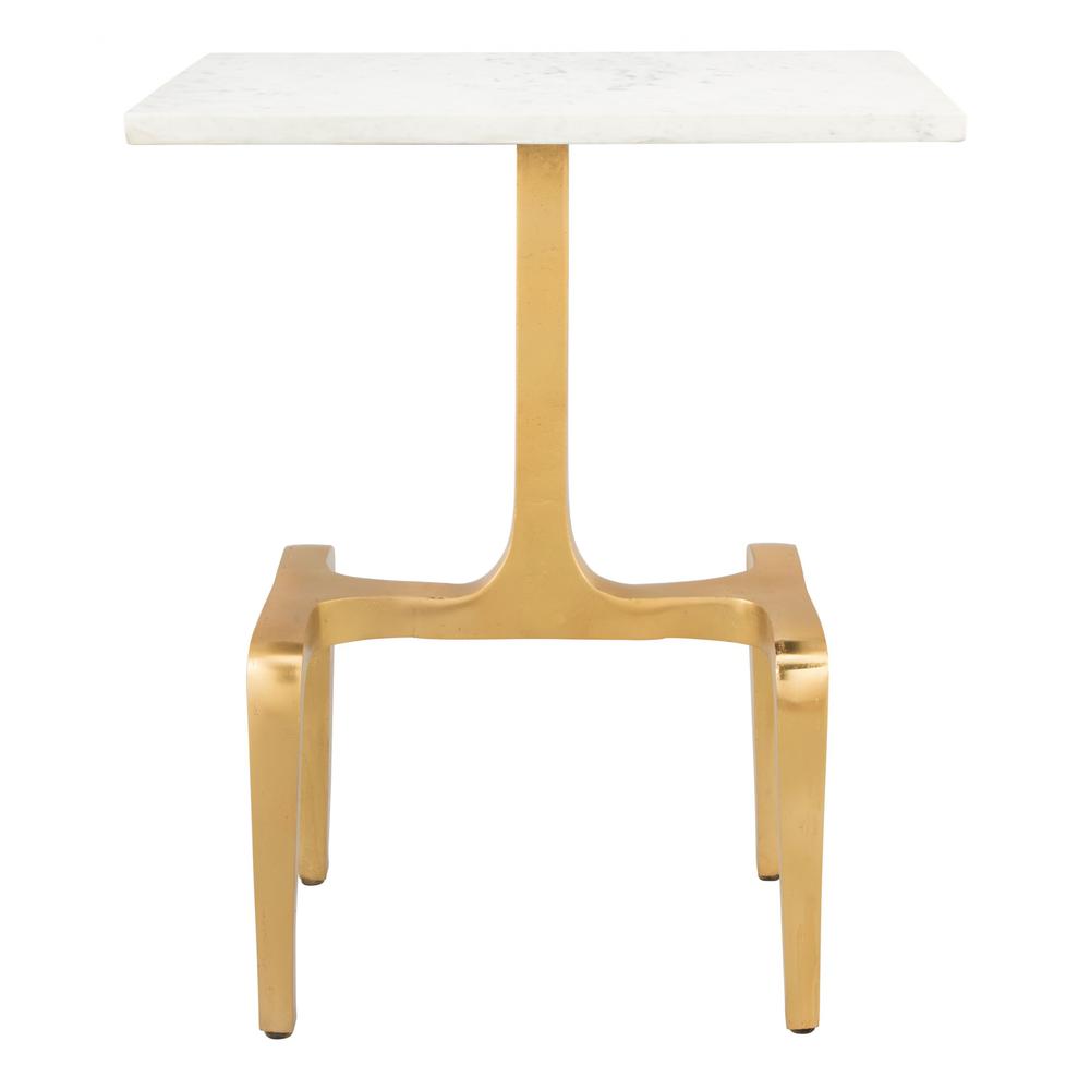 Clement Marble Side Table White & Gold White & Gold. Picture 3