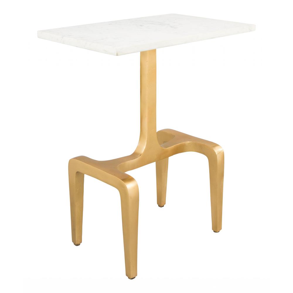 Clement Marble Side Table White & Gold White & Gold. Picture 4