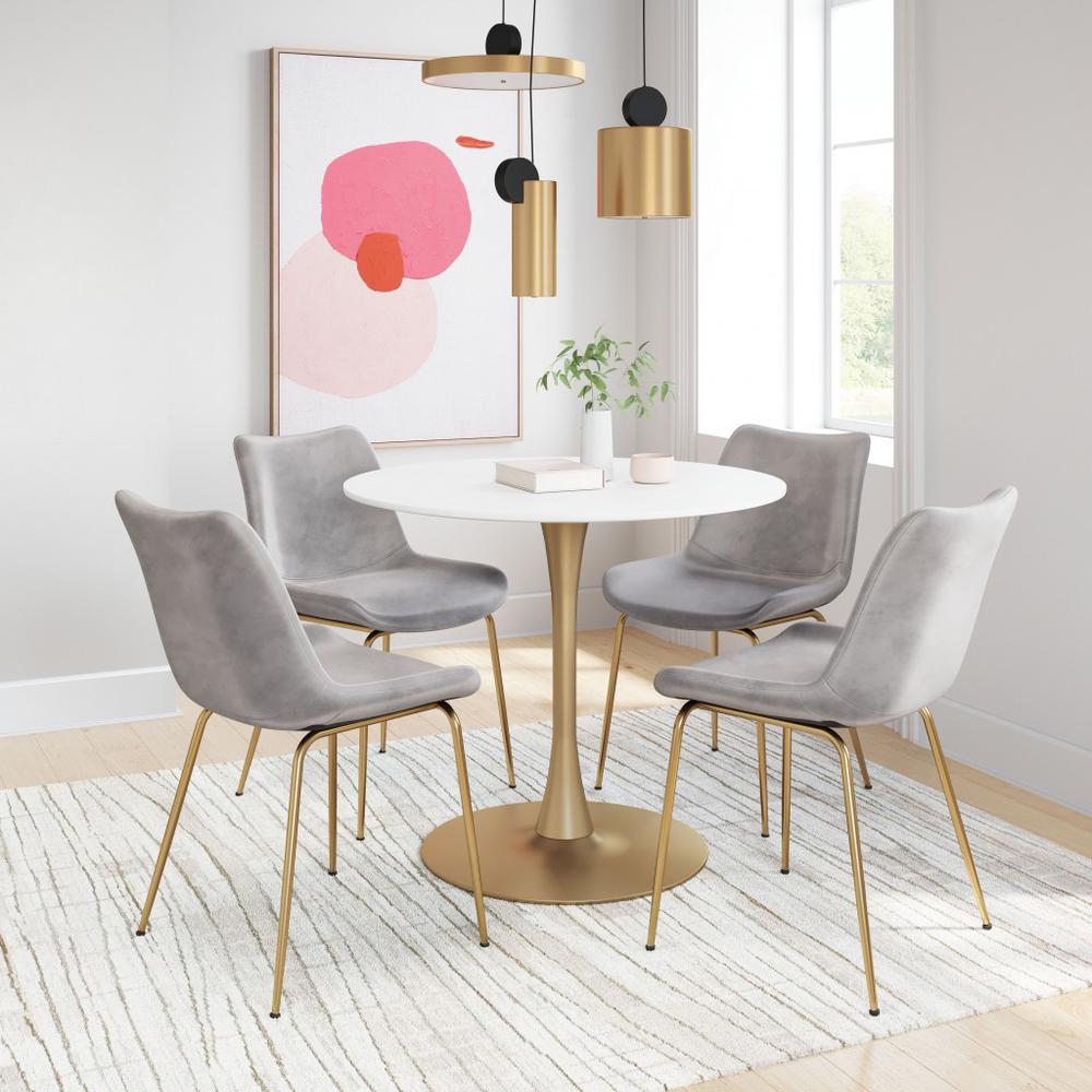Tony Dining Chair (Set of 2) Gray & Gold Gray & Gold. Picture 8