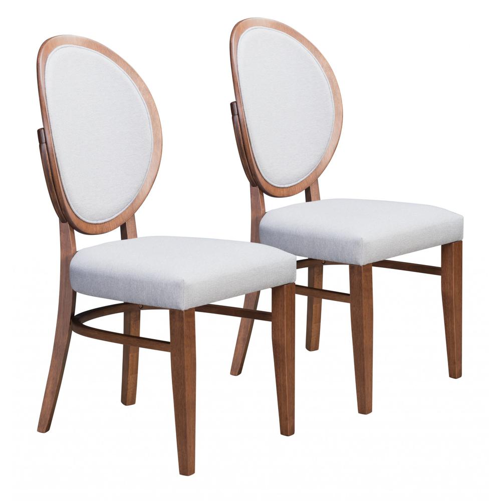 Regents Dining Chair (Set of 2) Walnut & Gray Walnut & Light Gray. Picture 1