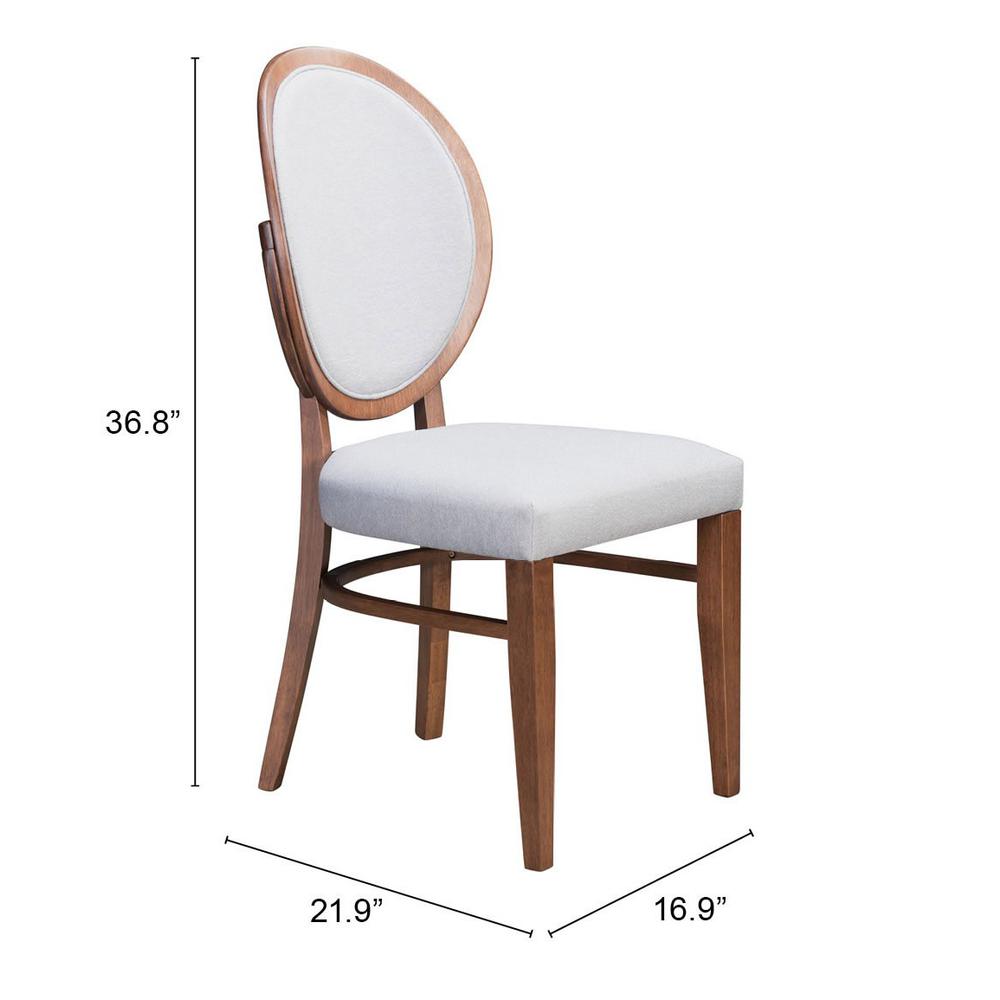 Regents Dining Chair (Set of 2) Walnut & Gray Walnut & Light Gray. Picture 9