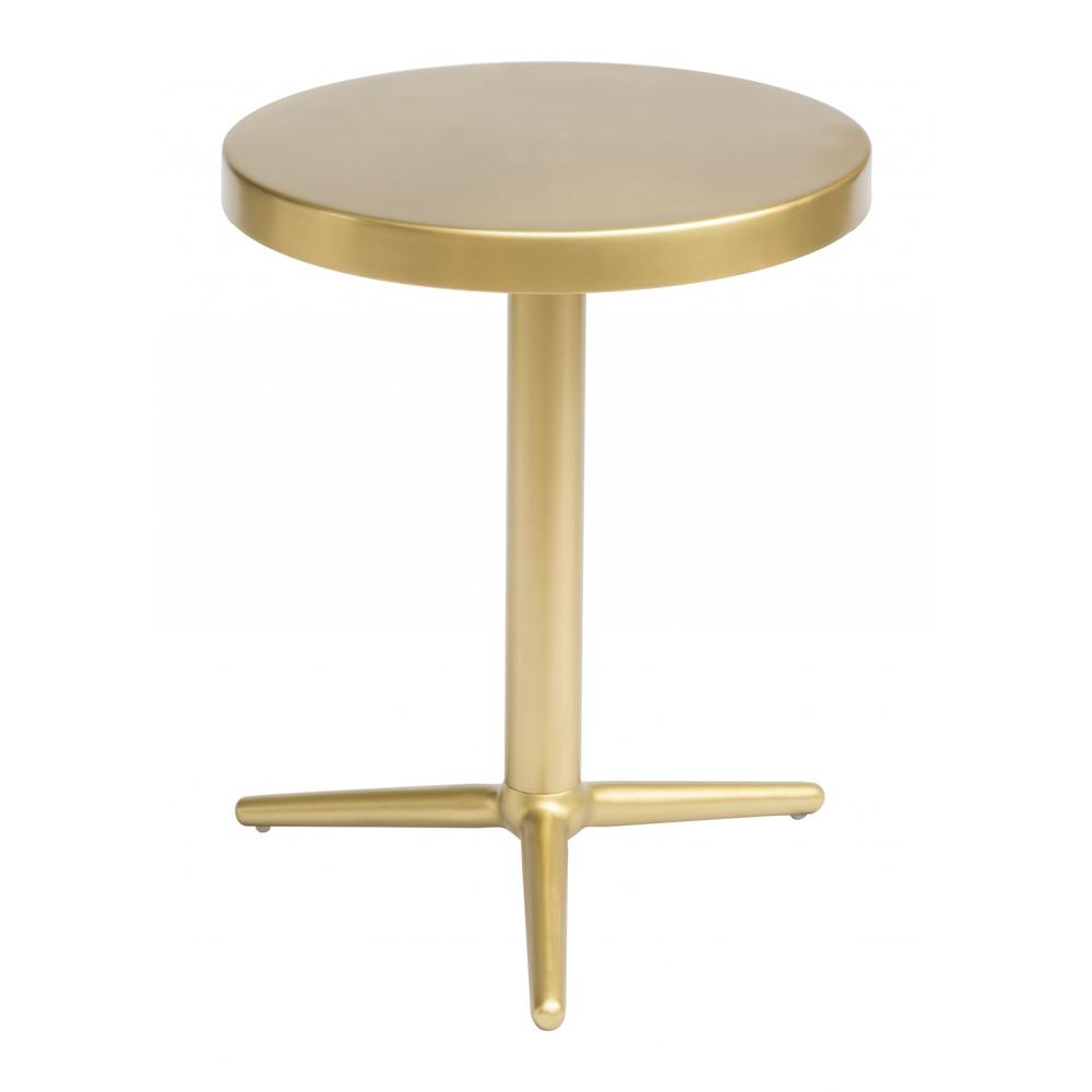 16" Gold Steel Round End Table. Picture 1