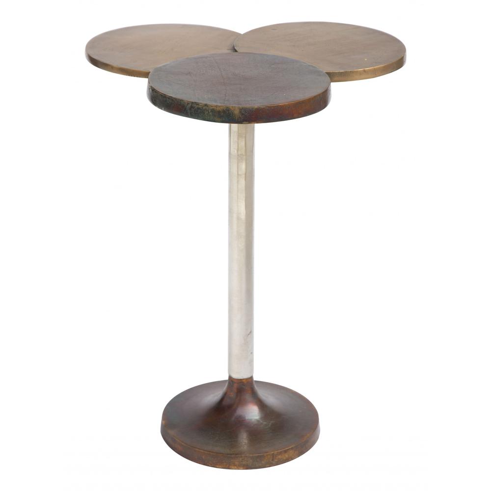 18" Silver Bronze And Brass Aluminum End Table. Picture 3