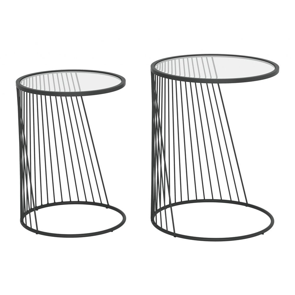 Shine Nesting Tables Set Clear & Black Clear & Black. Picture 1