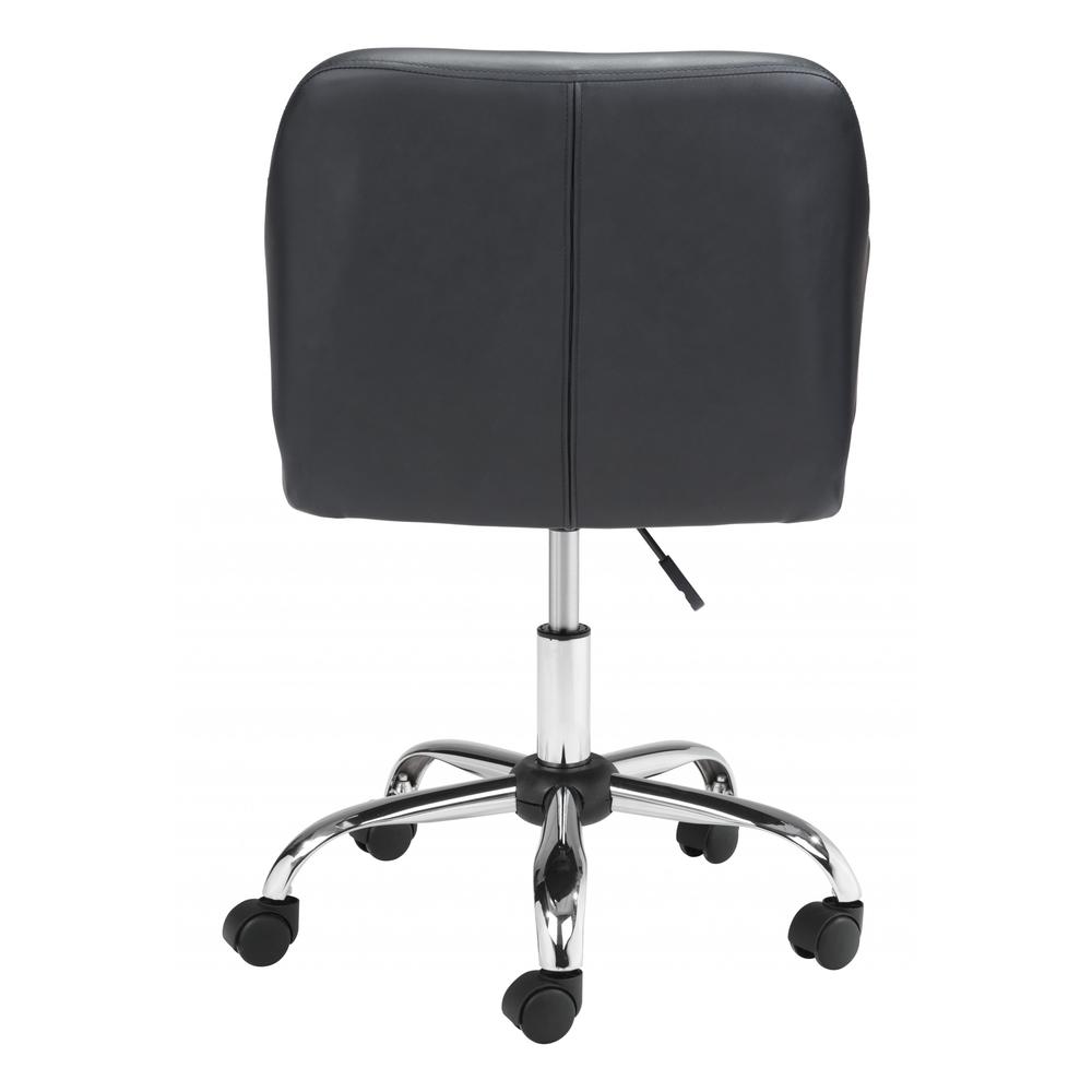 Black Mid Century Mod Faux Leather Office Chair Black. Picture 4