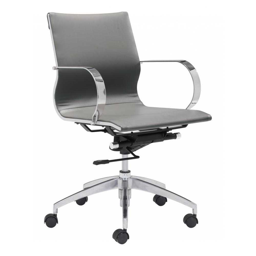 Glider Low Back Office Chair Gray Gray. Picture 1