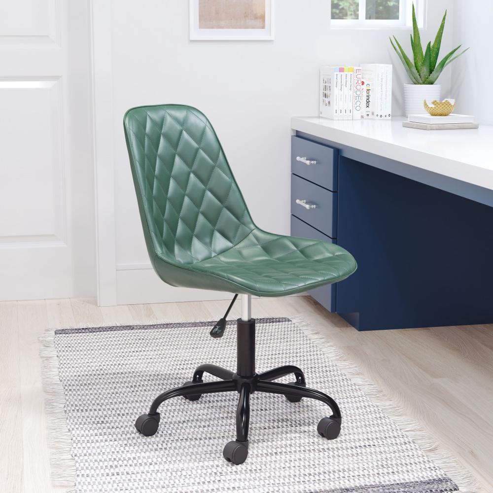 Green Stylized Faux Leather Office Chair Green. Picture 8