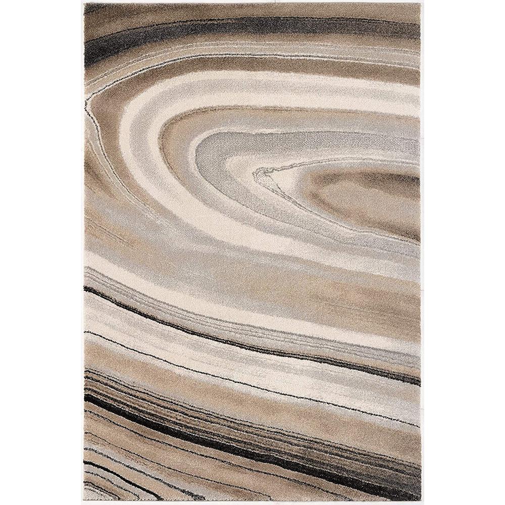 4’ x 6’ Cream and Tan Abstract Marble Area Rug Cream. Picture 3