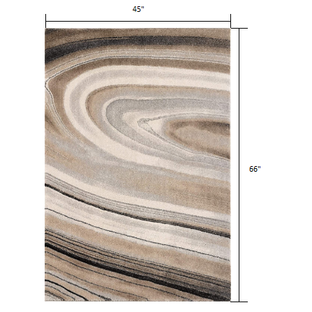 4’ x 6’ Cream and Tan Abstract Marble Area Rug Cream. Picture 9
