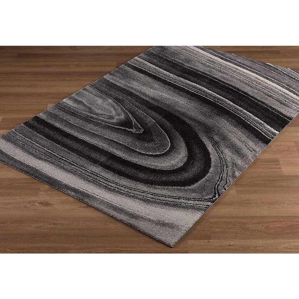 5’ x 8’ Dark Gray Abstract Illusional Area Rug Dark Grey. Picture 4