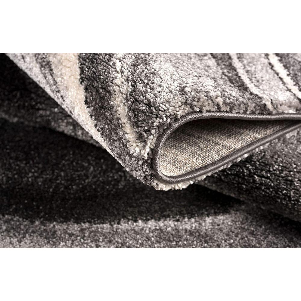 5’ x 8’ Dark Gray Abstract Illusional Area Rug Dark Grey. Picture 8